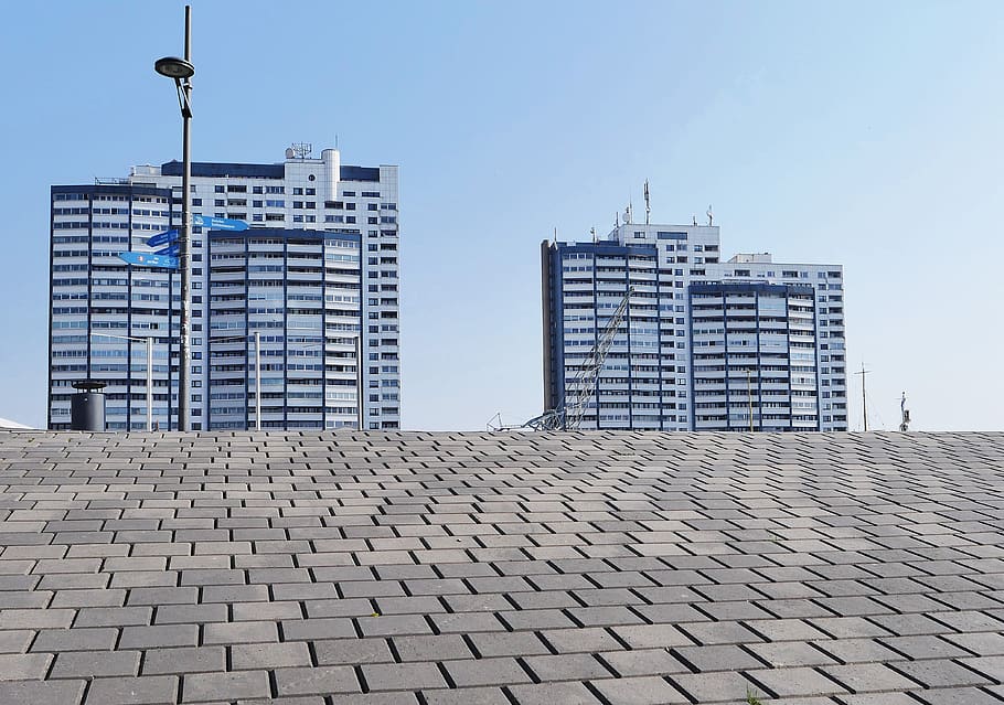 bremerhaven, seedeich, paved, dike, apartment houses, downtown HD wallpaper
