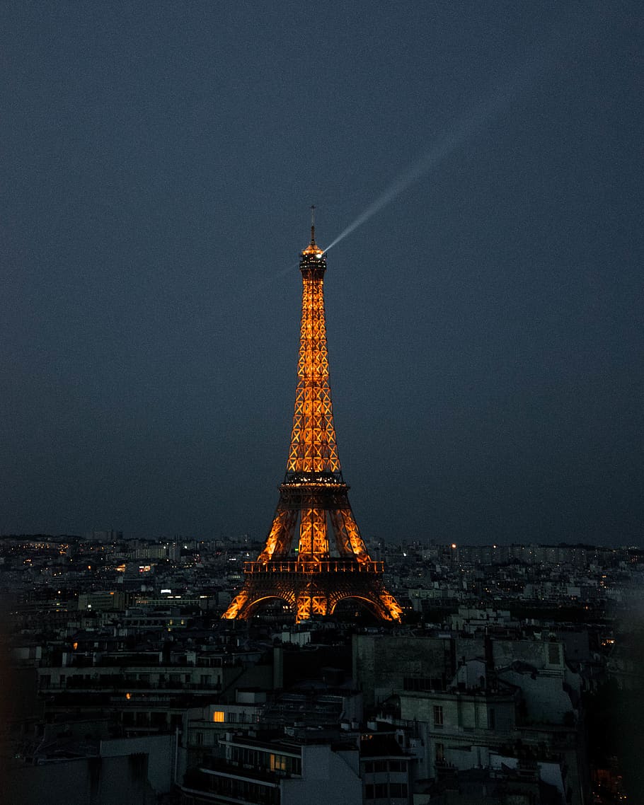 Lighted Eiffel Tower at Nighttime, architecture, buildings, city HD wallpaper
