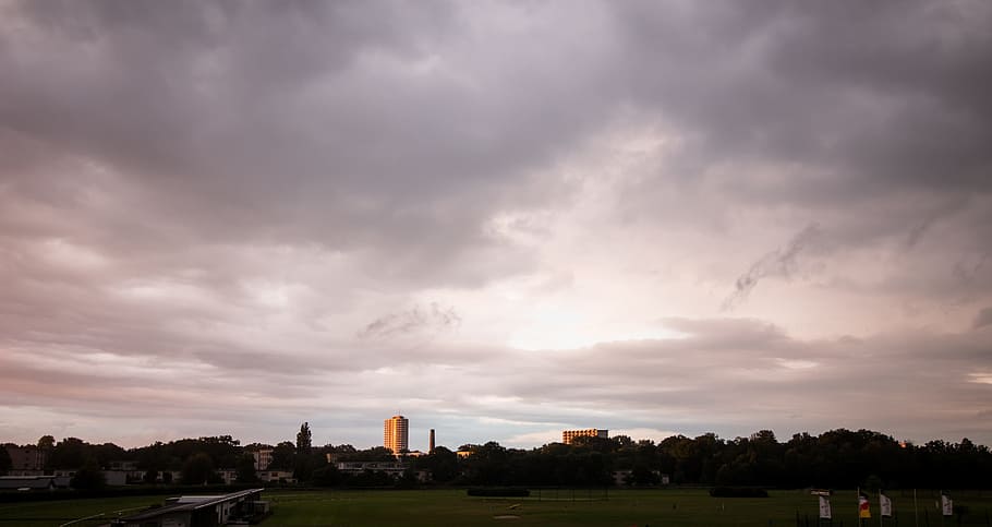 sky, cloud, cloudy, nature, unclear, weather, town, city, urban HD wallpaper