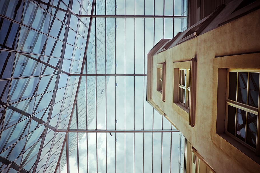 architecture, glass, window, building, sky, city, urban, structure HD wallpaper