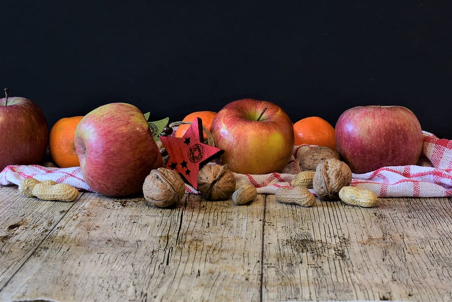 east, apple, nuts, tangerines, healthy, nutrition, delicious HD wallpaper