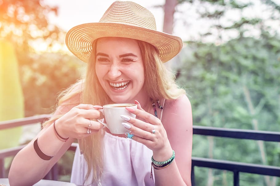 Woman Drinking Coffee , aroma, aromatic, beautiful, beverage HD wallpaper