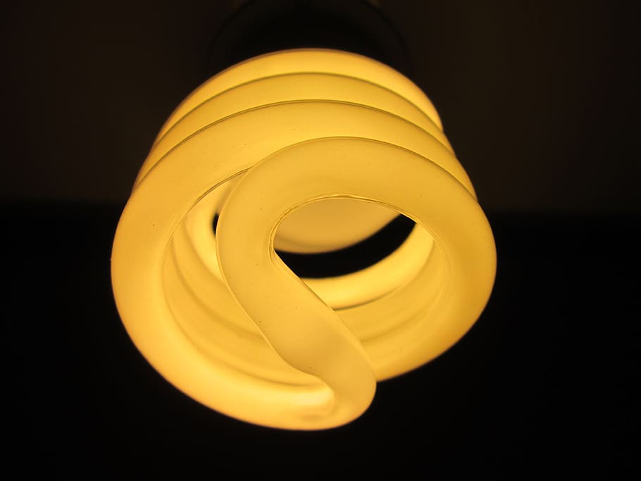 White Spiral Light Bulb, bright, close-up, compact flourescent HD wallpaper