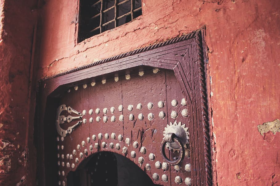 morocco, meknes, architecture, lock, red, old, doorlock, built structure HD wallpaper