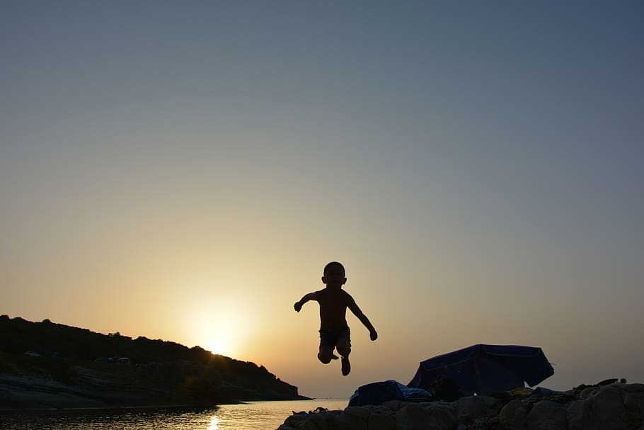 sunset, dawn, sky, solar, outdoor, nature, beach, silhouette HD wallpaper