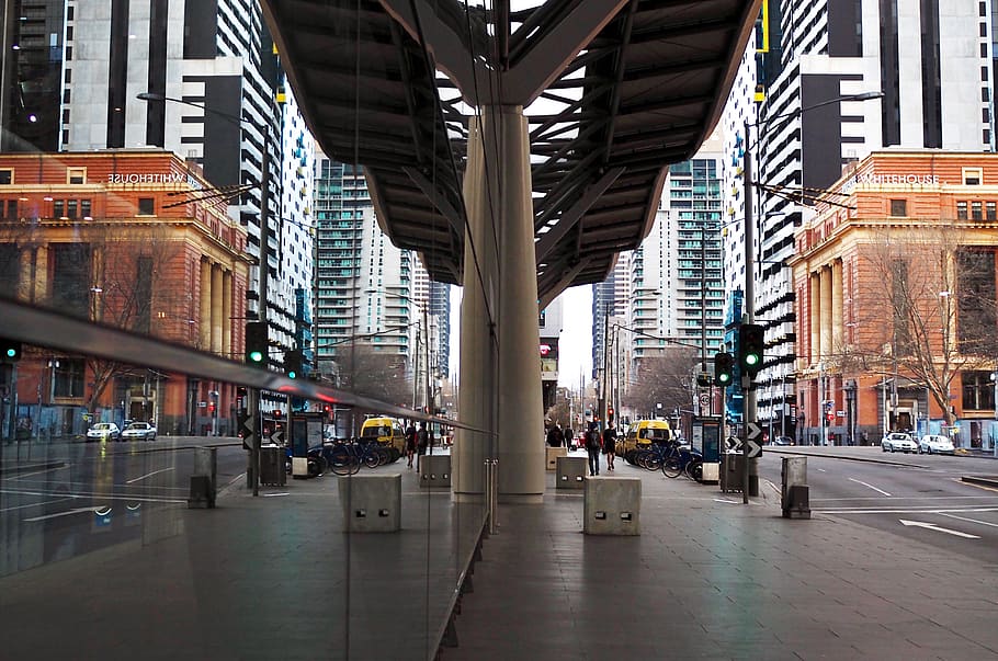 australia, melbourne, reflection, city, buildings, station HD wallpaper