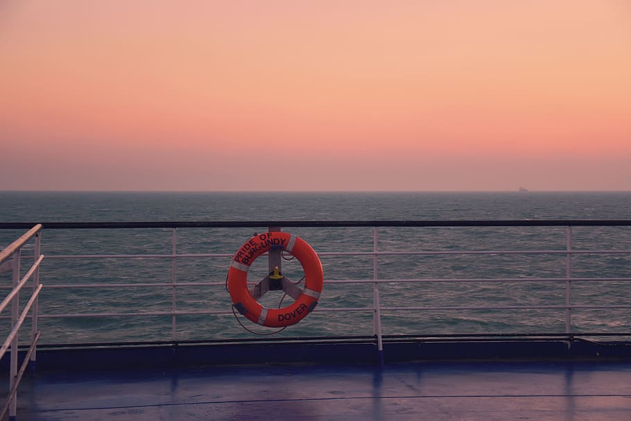 english channel, sunrise, boat, ferry, safety, colours, pink, HD wallpaper