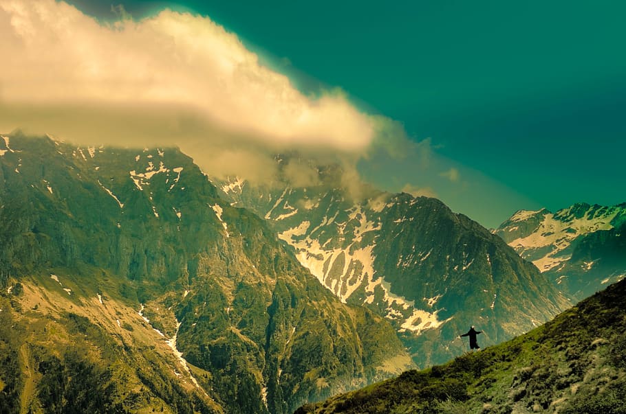 montain, trees, landscape, mountain, scenics - nature, beauty in nature HD wallpaper