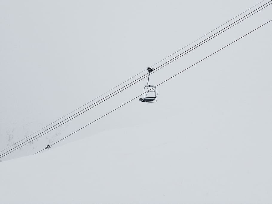black ski chair, cable, sky, low angle view, electricity, connection HD wallpaper
