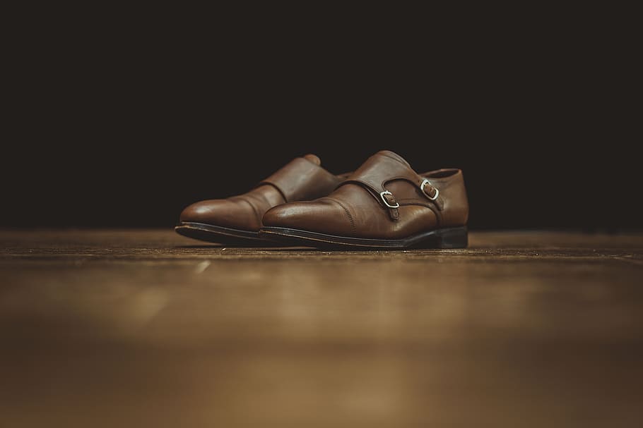 pair of men's brown leather loafers, monk, shoe, dress shoe, formal, HD wallpaper