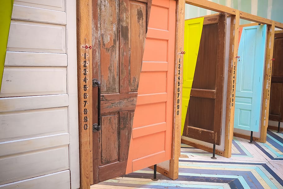 door panel lot screenshot, entrance, architecture, wood - material HD wallpaper