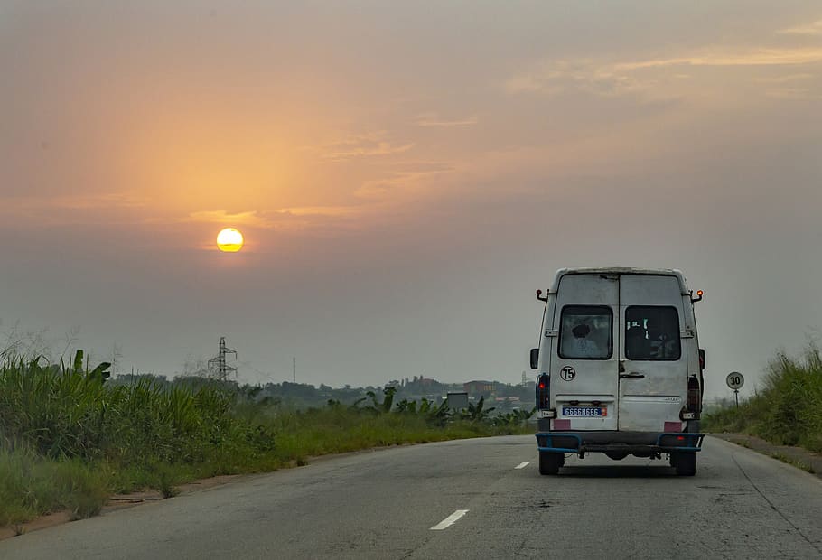 white van at road during daytime, transportation, vehicle, truck HD wallpaper