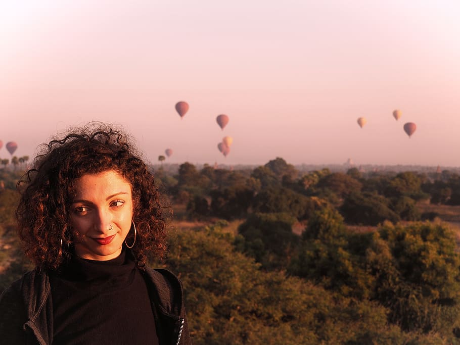 bagan, myanmar (burma), balloons, temples, hot air balloons HD wallpaper