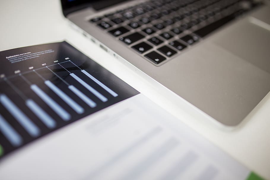 macbook, laptop, computer, technology, charts, graphs, business HD wallpaper