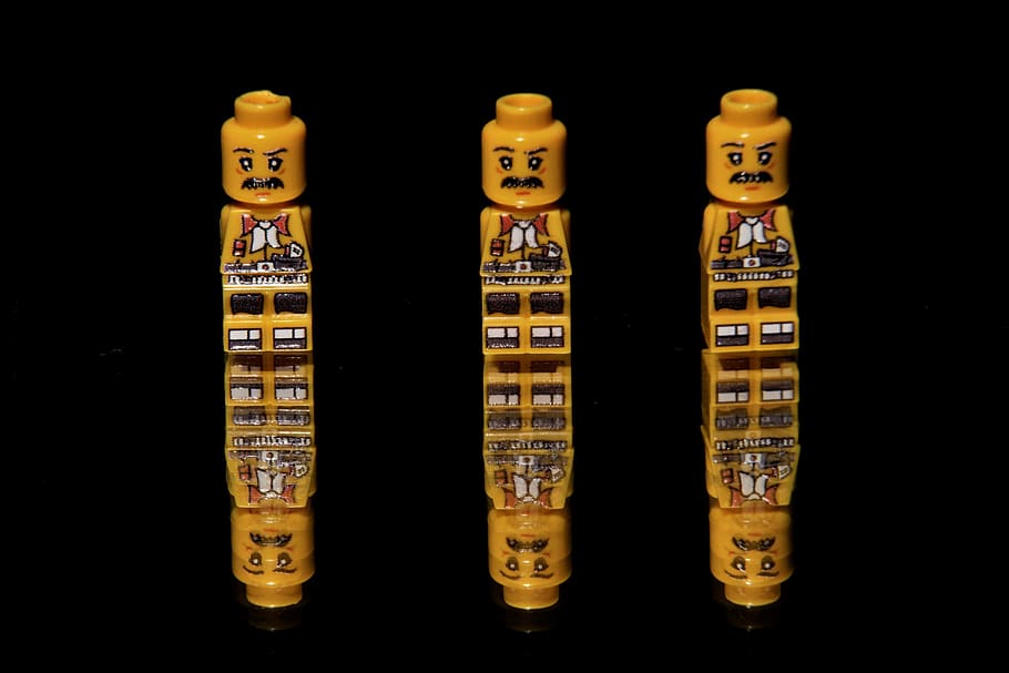 three, tripple, reflection, lego, studio shot, black background HD wallpaper