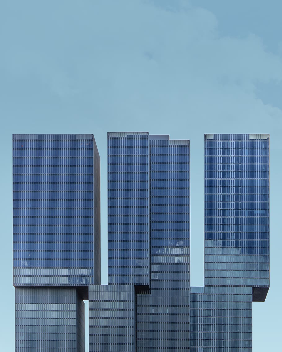glass building during daytime, shape, line, modern tower, cube HD wallpaper