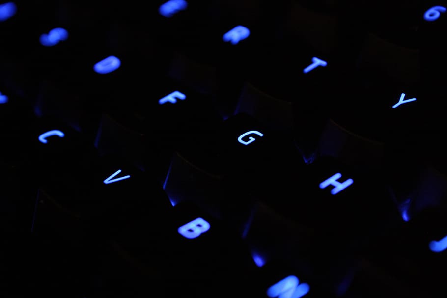 Close Up Shot of Black Computer Keyboard, backlight, blackwidow