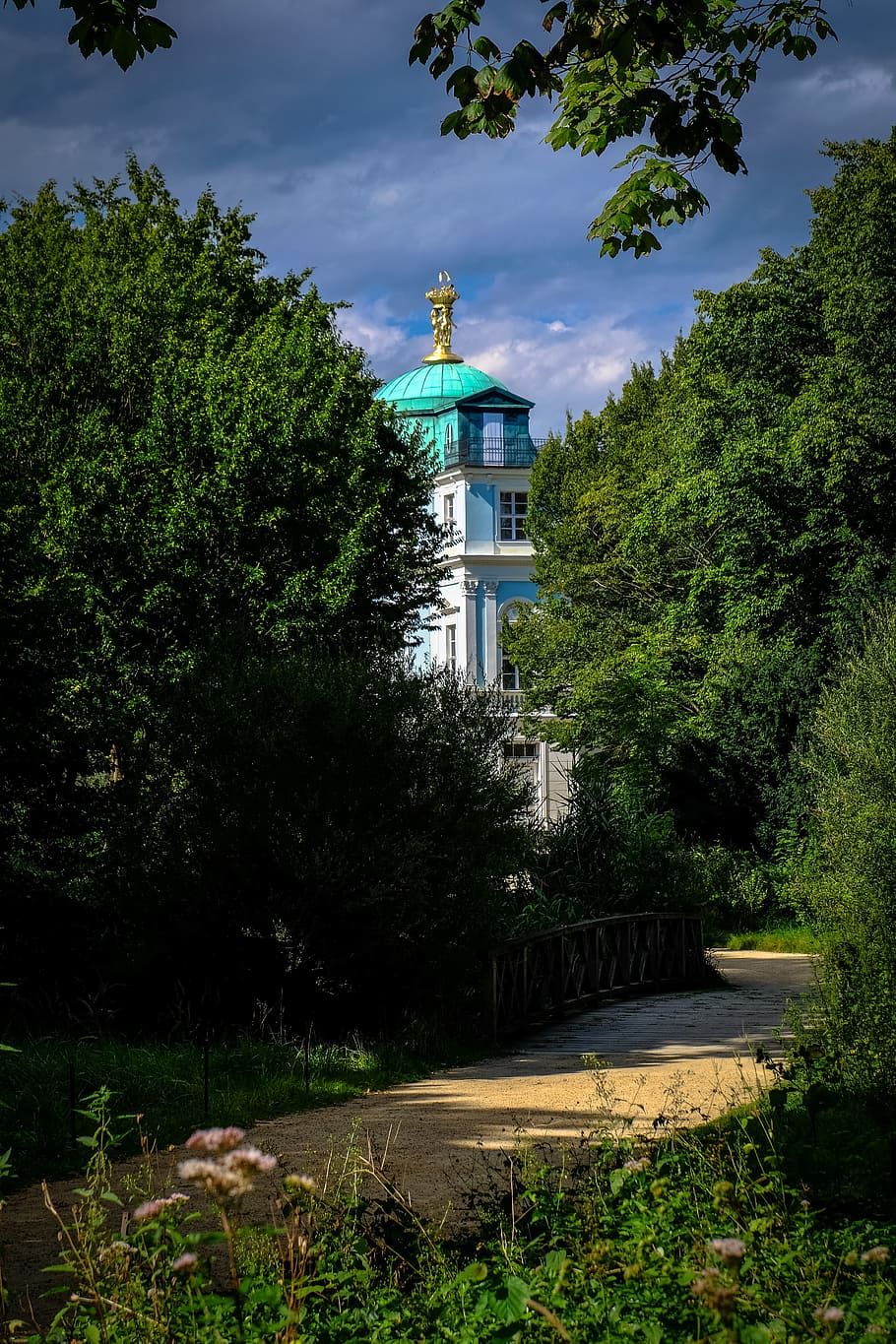 Green Trees Beside Cathedral, clouds, environment, forest, leaves HD wallpaper