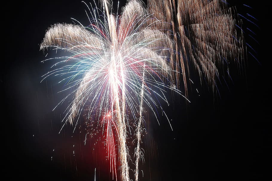 firework, celebrate, celebration, light, urban, newyear, background HD wallpaper