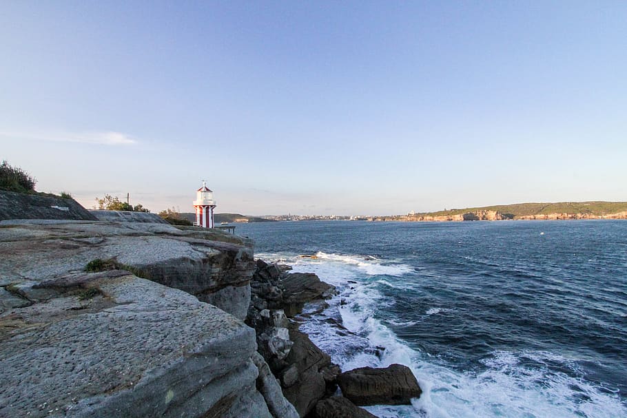 australia, watsons bay, coastline, coastal, lighthouse, cliff, HD wallpaper