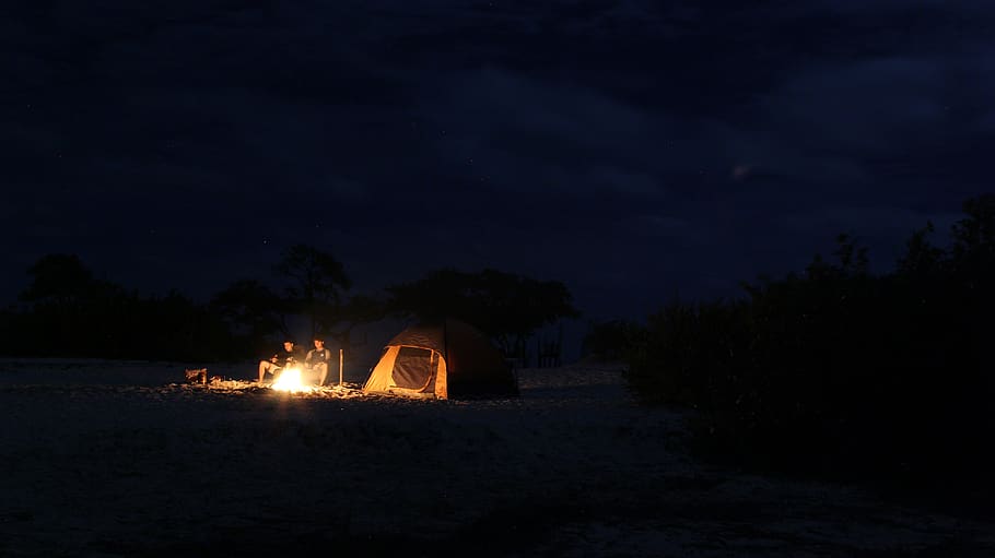 ighted camping tent at night, isla blanca, leisure activities HD wallpaper