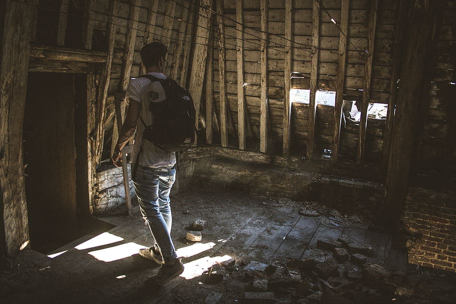explore, urbex, urban exploring, roof, decay, real people, one person HD wallpaper