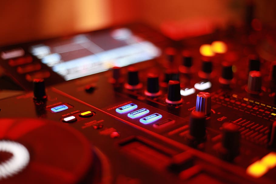 Selective Focus Photography of Turned-on Mixing Console, audio mixer