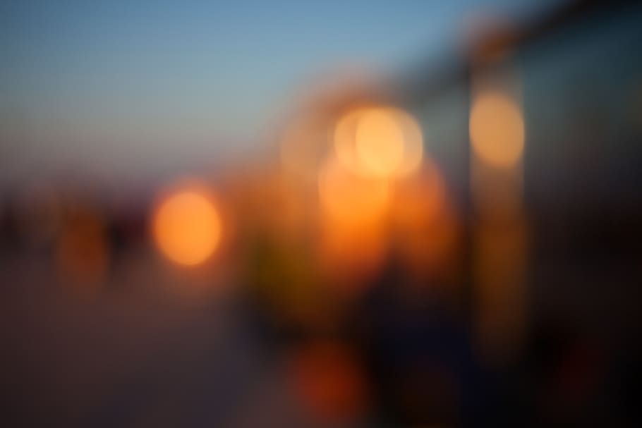 defocused, illuminated, sunset, night, city, outdoors, abstract HD wallpaper