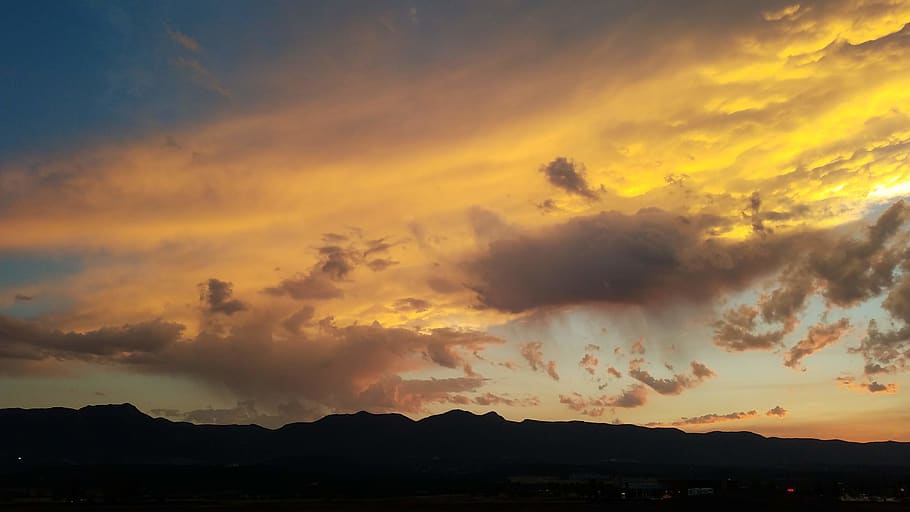 mountains, sunset, clouds, silhoutte, sky, cloud - sky, beauty in nature HD wallpaper