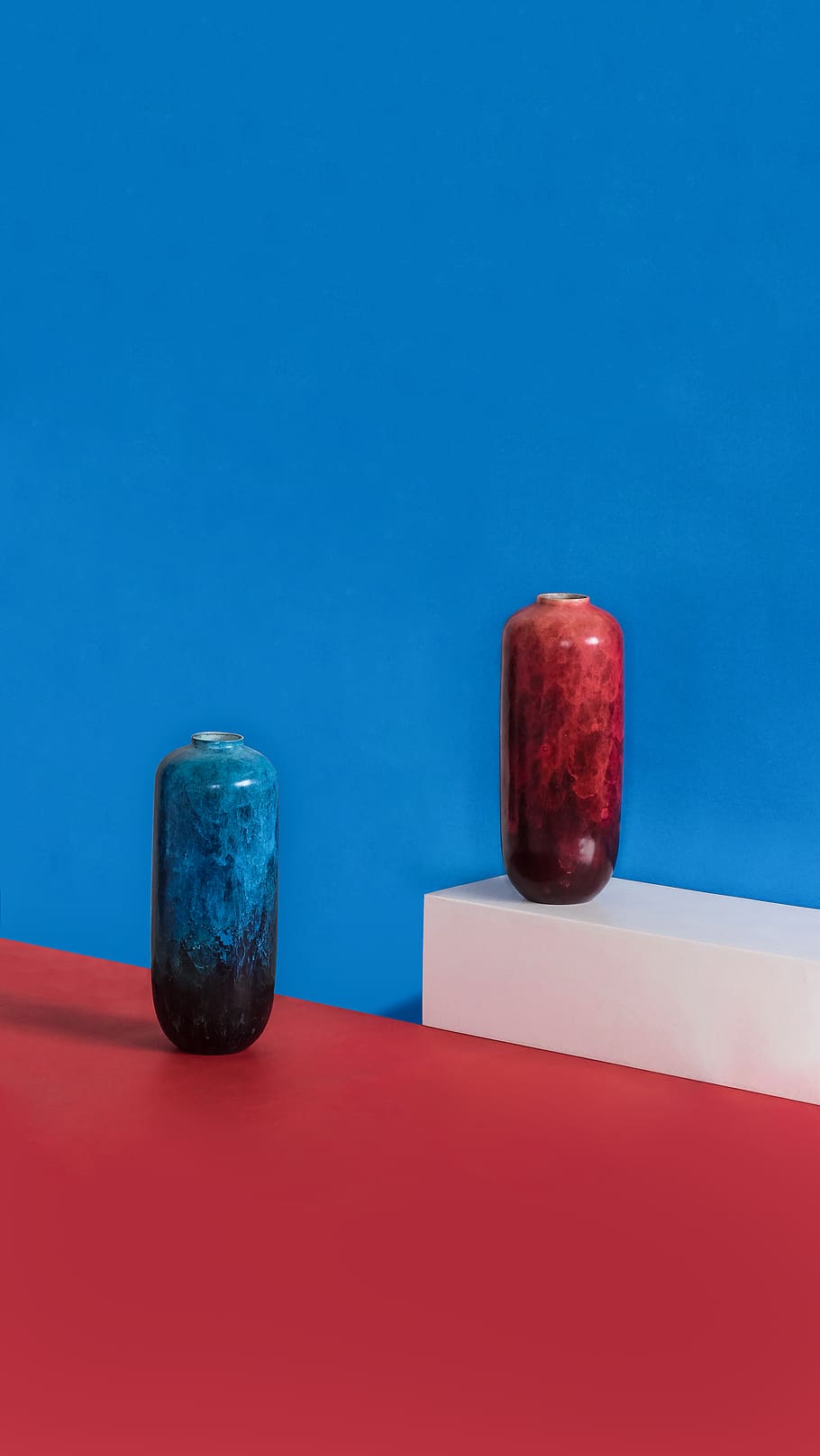 minimalism, handmade, oriental, copper, flower, vase, blue HD wallpaper