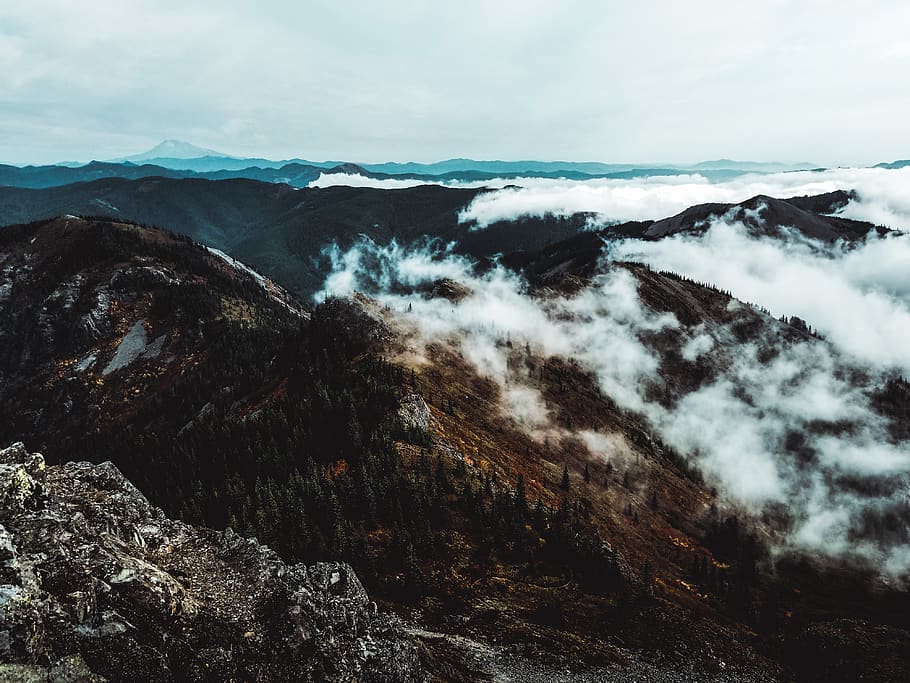 green trees mountain scenry, nature, outdoors, mountain range HD wallpaper