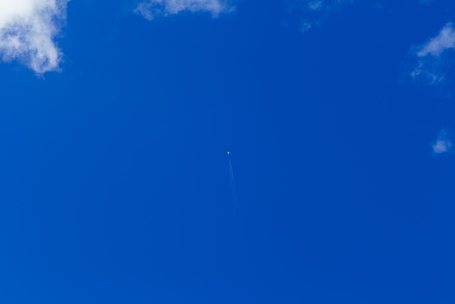 blue, sky, clouds, airplane, jet, flying, cloud - sky, nature HD wallpaper