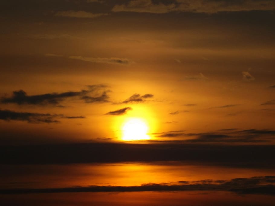 nature, sky, orange, sun, yellow, sunset, cloud - sky, beauty in nature HD wallpaper
