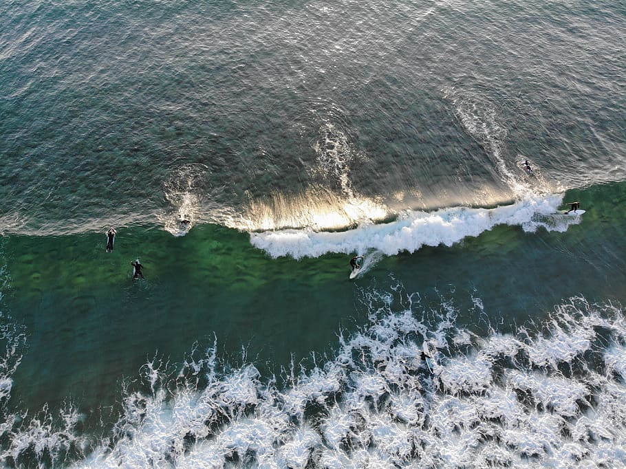 green sea, water, sport, motion, waterfront, high angle view HD wallpaper
