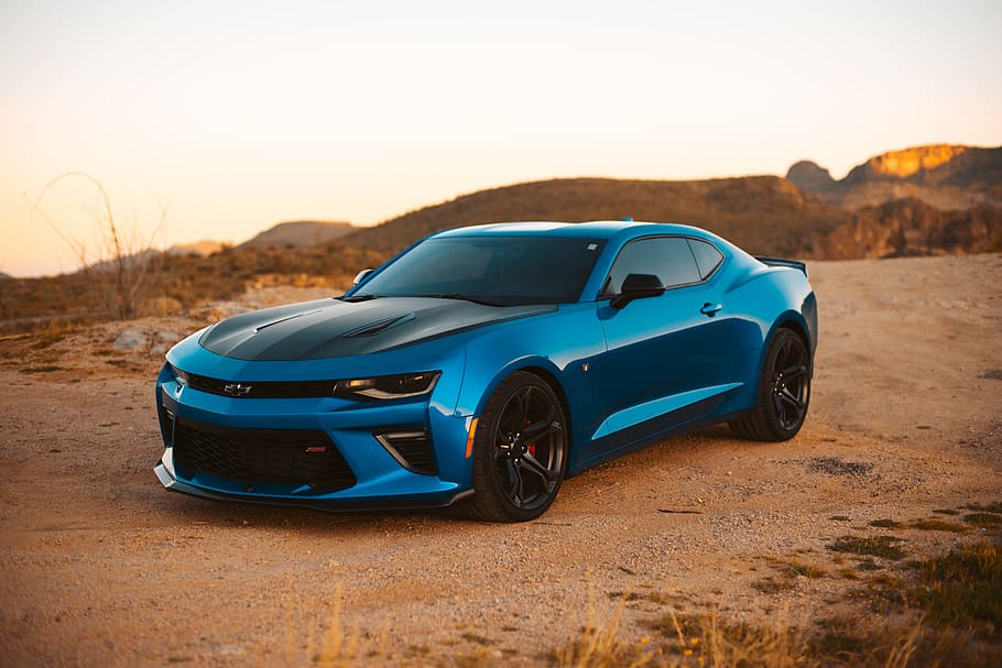 blue Chevrolet coupe, mode of transportation, motor vehicle, car HD wallpaper