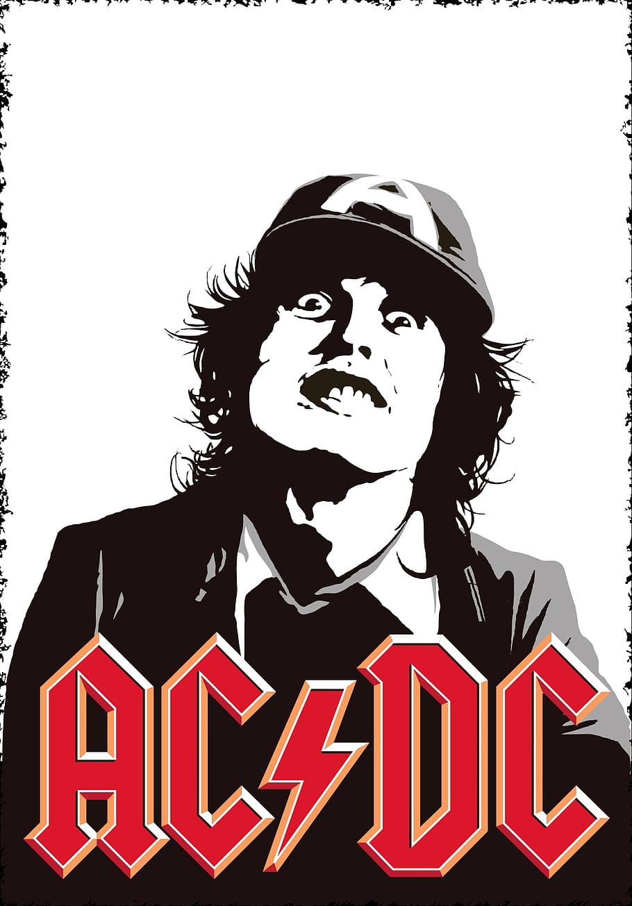 music, poster, angus, young, acdc, rock, roll, shirt, print, HD wallpaper