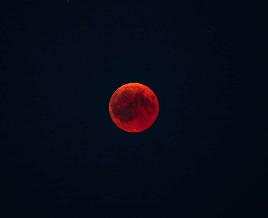 blood moon during night time, sky, ecipse, red, lunar, astrophotography