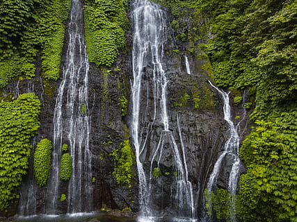 running waterfall, nature, river, outdoors, indonesia, banyumala HD wallpaper