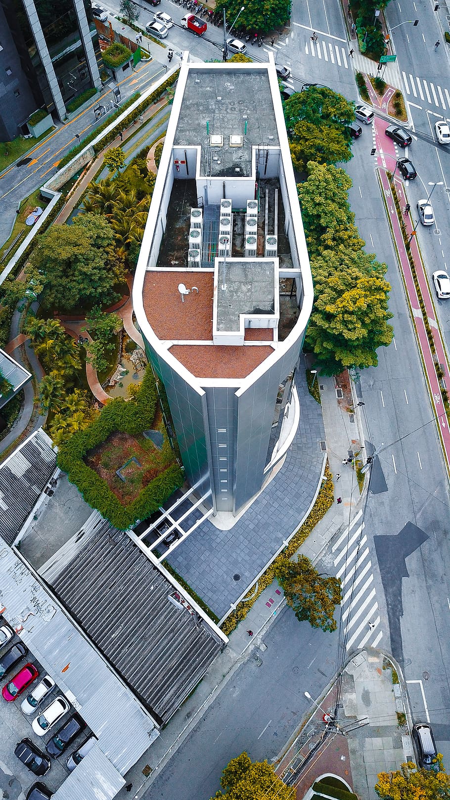 gray and brown concrete building aerial shot, landscape, outdoors, HD wallpaper
