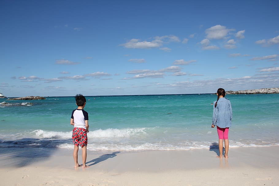 bermuda, hamilton, vacation, family, kids, beach, sea, sky, HD wallpaper