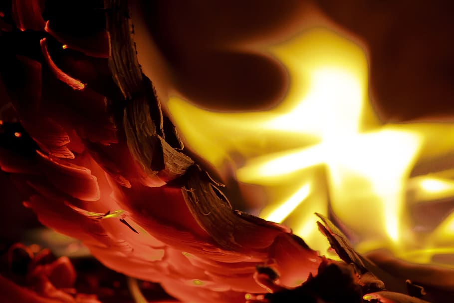 fire, embers, burn, heat, hot, flame, glow, orange, yellow HD wallpaper