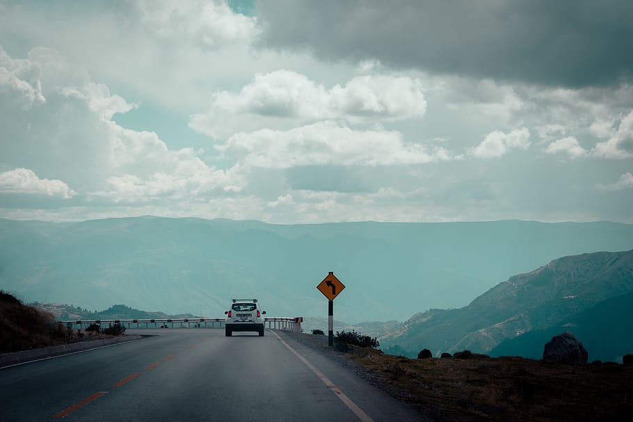 peru, apurimac, cloud - sky, road, sign, transportation, mountain HD wallpaper