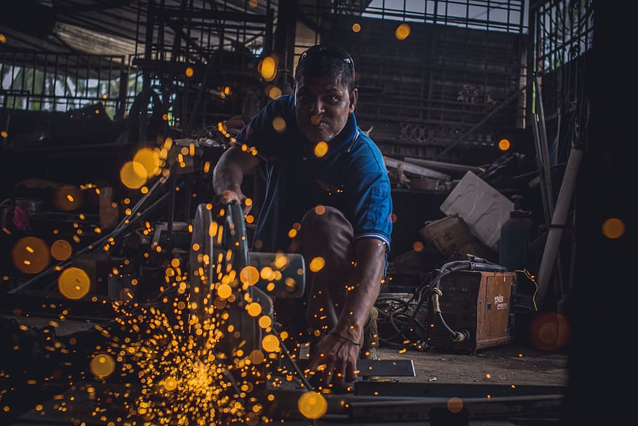 welding, working, iron, welder, steel, workshop, industrial HD wallpaper