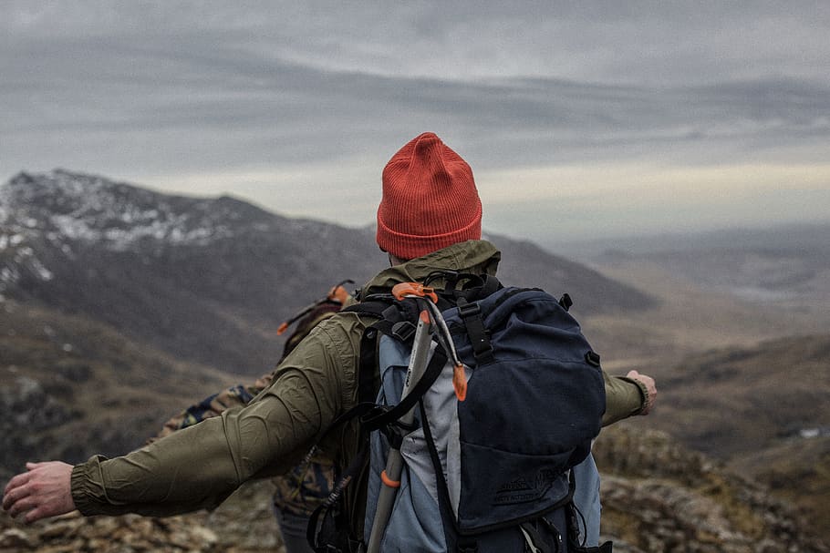 people, man, bonnet, jacket, mountaineer, travel, adventure HD wallpaper