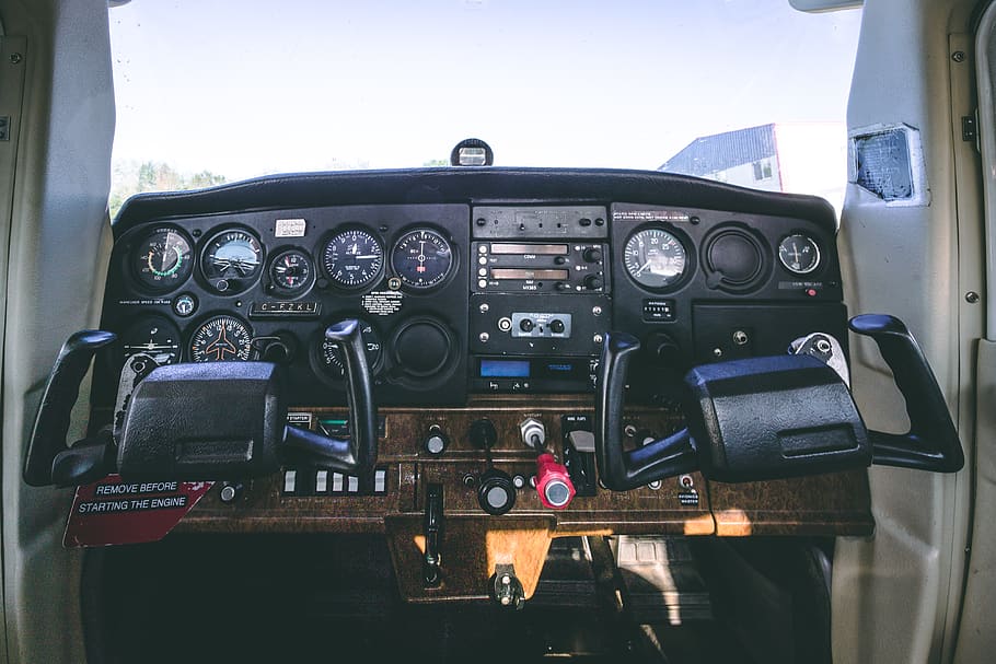 black vehicle dashboard, cockpit, canada, lachute, lachute aviation, HD wallpaper