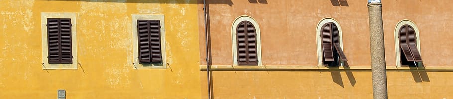 italy, pisa, shutter, yellow, windows, sun, afternoon, building exterior HD wallpaper