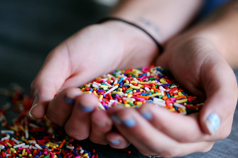 Person Holding Full of Sprinkles, background, baking, birthday HD wallpaper