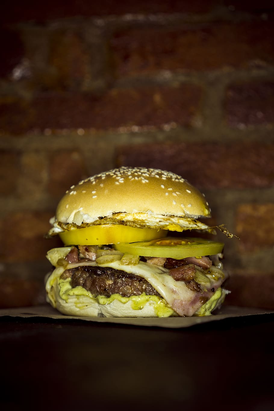 burger with slice tomatoes, egg, and cheese, sandwich, food and drink HD wallpaper