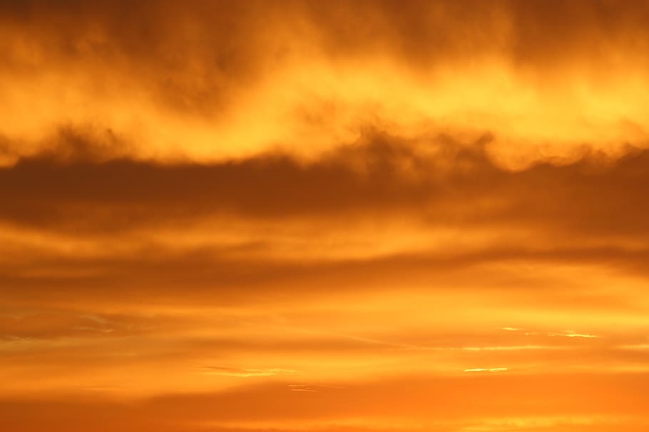 sky, sunset, clouds, evening, sunlight, abendstimmung, orange HD wallpaper