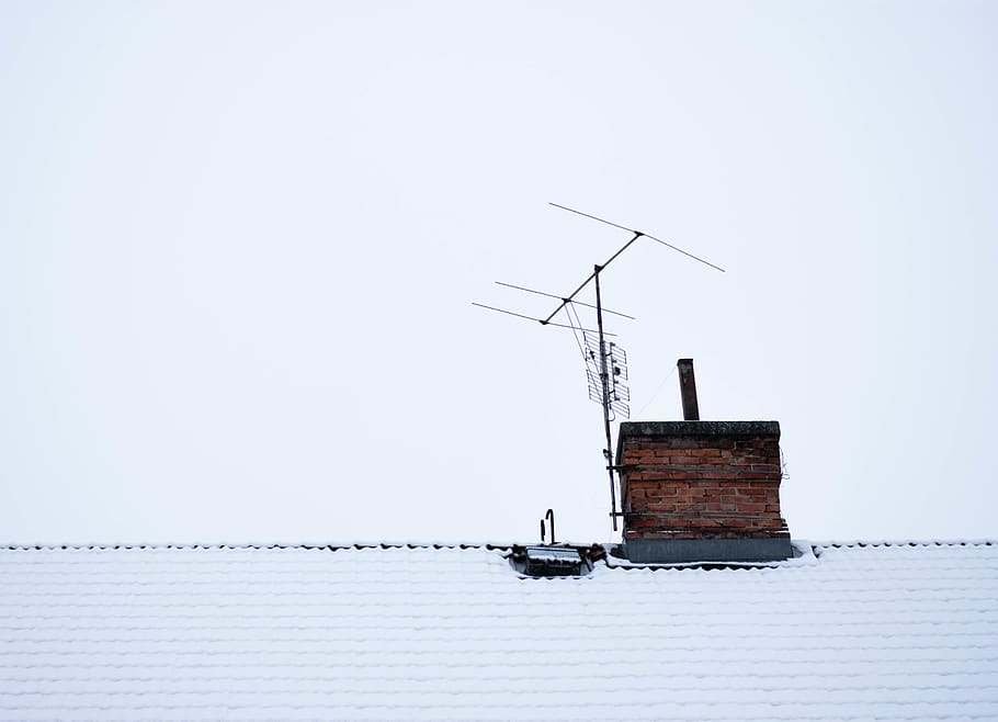 brown concrete house beside antenna under white sky, electrical device, HD wallpaper